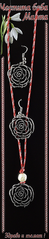 Комплект колие и обеци - рози PICTURE OF ITEM 1214