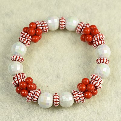 Гривна на ластик с бели фасетирани перли PICTURE OF ITEM 1386