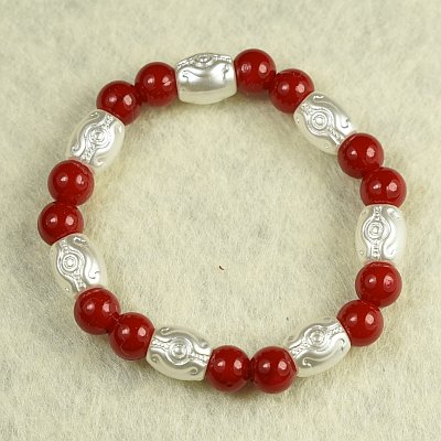 Гривна на ластик с бели цилиндри и бели перли PICTURE OF ITEM 1388