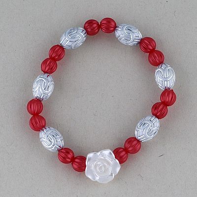 Детска гривна роза и бели овали PICTURE OF ITEM 1642