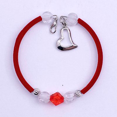 Гривна с червен ромб и бели кубчета PICTURE OF ITEM 2097