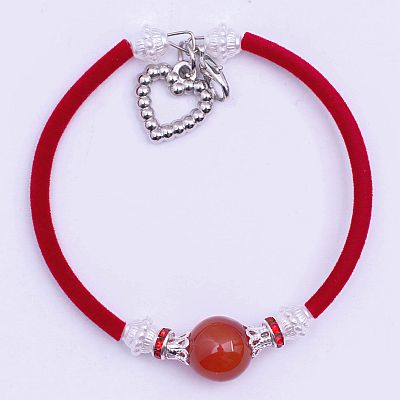 Гривна с карнеол, метални шапки и бели седефени разделители PICTURE OF ITEM 2136