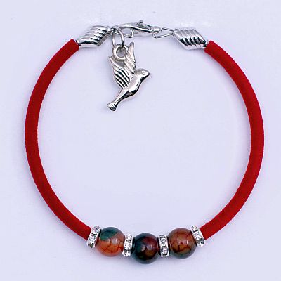 Гривна с шарен ахат и разделители с цирконий PICTURE OF ITEM 2137