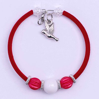 Гривна с бял ахат и червени перли PICTURE OF ITEM 2138