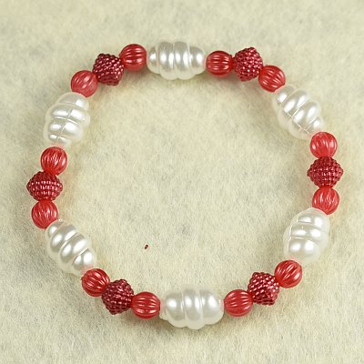 Гривна на ластик с бели усукани цилиндри PICTURE OF ITEM 1377
