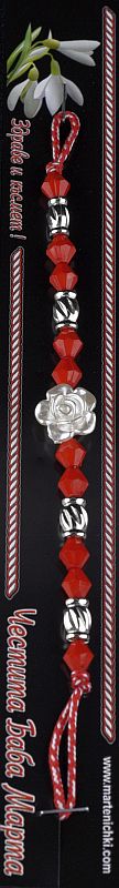 Гривна с роза и червени ромбчета PICTURE OF ITEM 1515