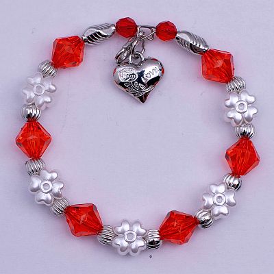 Гривна с перлени детелини и червени ромбове PICTURE OF ITEM 2108