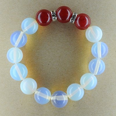 Гривна - лунен камък и червен ахат 12мм PICTURE OF ITEM 879