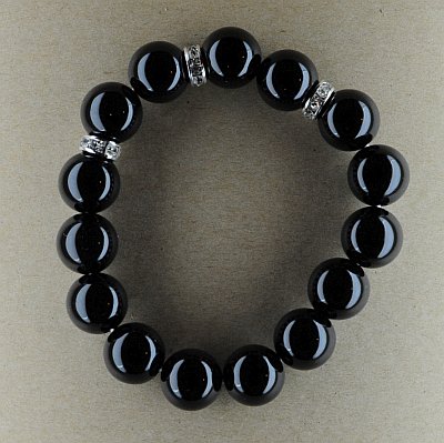 Гривна - оникс 12мм и метал с кристали PICTURE OF ITEM 936