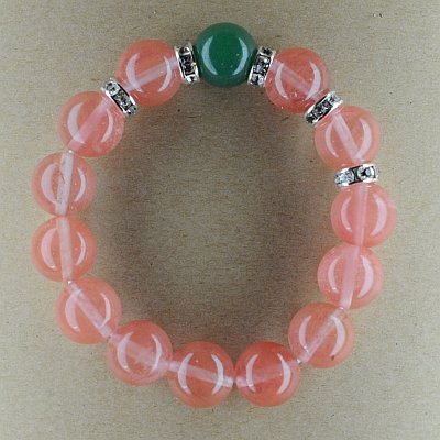 Гривна - черешов кварц и авантюрин 12мм и метал с кристали PICTURE OF ITEM 957