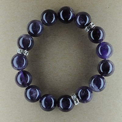 Гривна - аметист 12мм и метал с кристали PICTURE OF ITEM 958