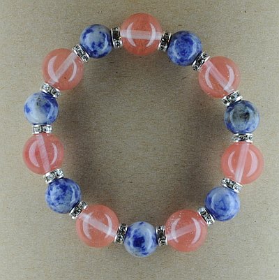Гривна - черешов кварц 12мм, содалит 10мм и метал с кристали PICTURE OF ITEM 959